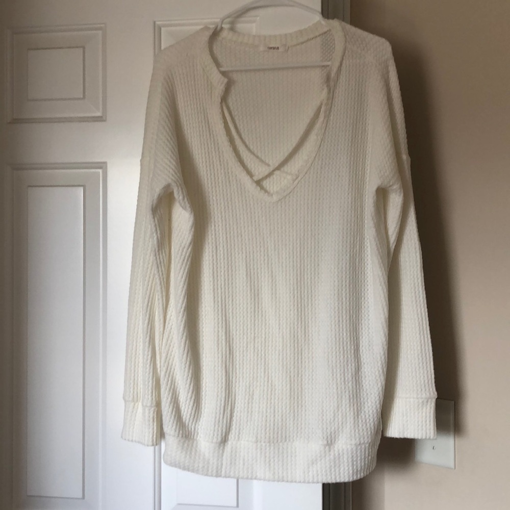 White criss-cross sweater size L - thermal